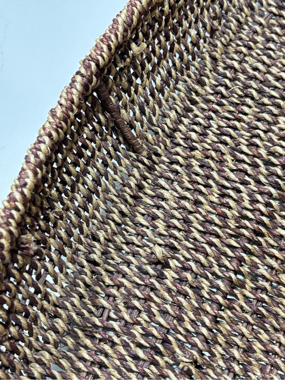 Handwoven Brown Seagrass Tray Basket Wooden Handles Home Decor Braided Wicker